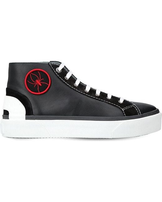 Lanvin Black Spider Mid-Top Leather Trainers for men