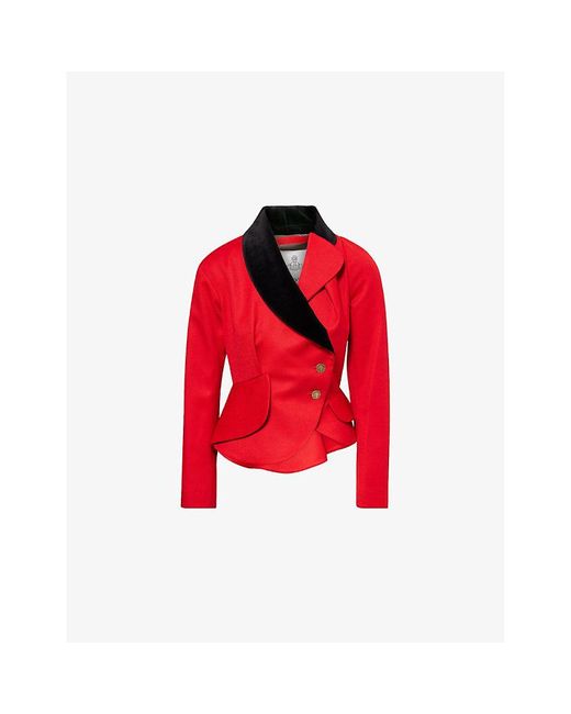 Vivienne Westwood Red Stormy Asymmetric Wool Jacket