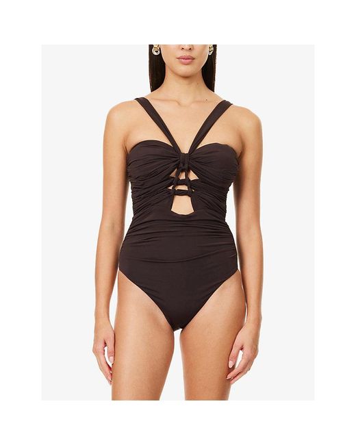 Zimmermann Brown Daylight Knot-Detail Bandeau Swimsuit