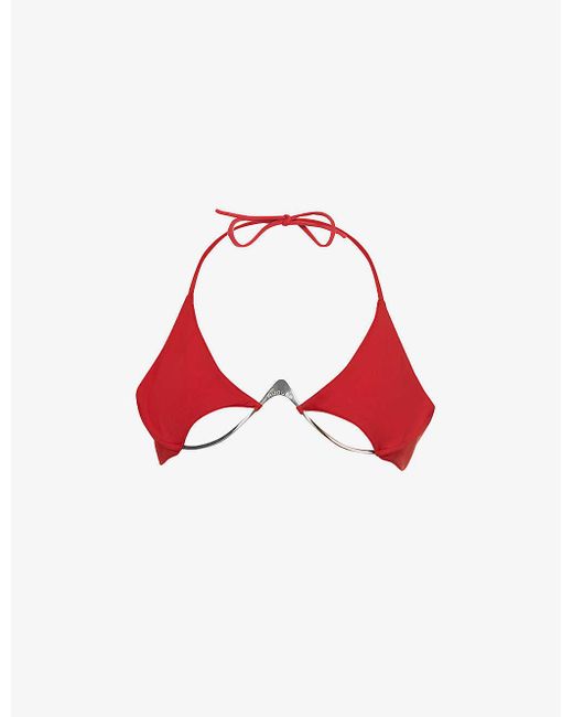Mugler Red Halter-neck Cut-out Bikini