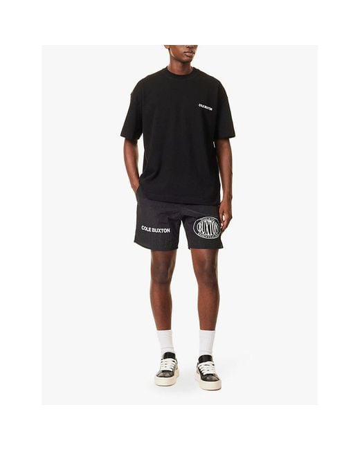 Cole Buxton Black Sportswear Brand-Print Relaxed-Fit Cotton-Jersey T-Shirt for men