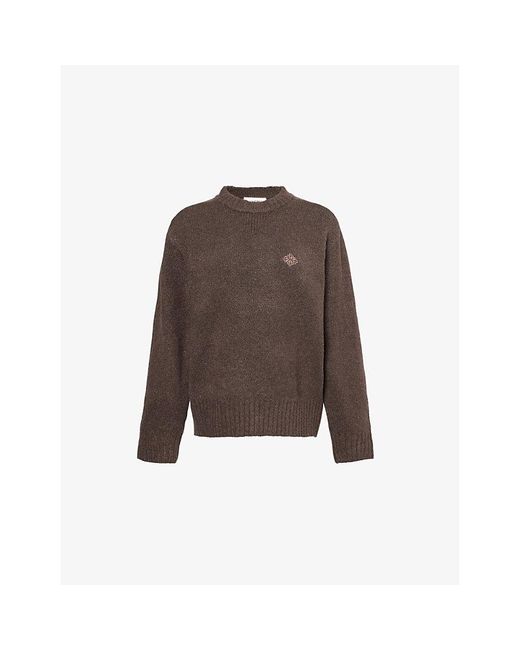 The Couture Club Brown Relaxed-Fit Embroidered-Branding Knit Jumper