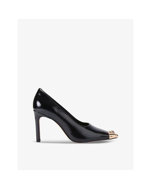Kurt Geiger Black Regent Toe-Cap Heeled Patent-Leather Courts