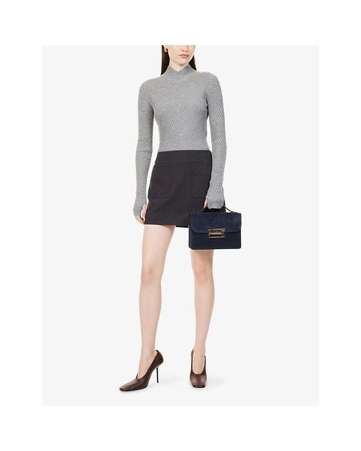 Victoria Beckham Gray Georgia Ribbed-Knit Wool Jumper