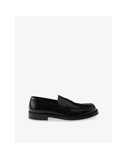 Prada Black Brand-Debossed Leather Loafers for men