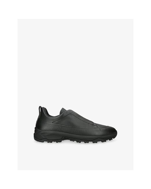 Zegna Black Triple Stitch Monte Leather Sneakers for men