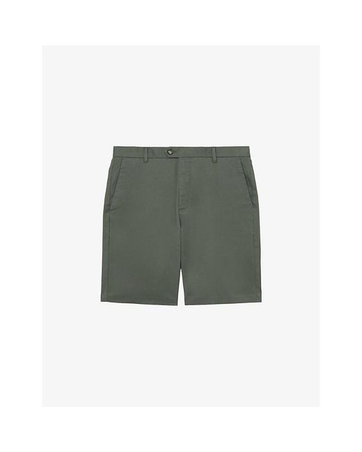 Reiss Green Wicket Straight-Leg Stretch-Cotton Chino Shorts for men