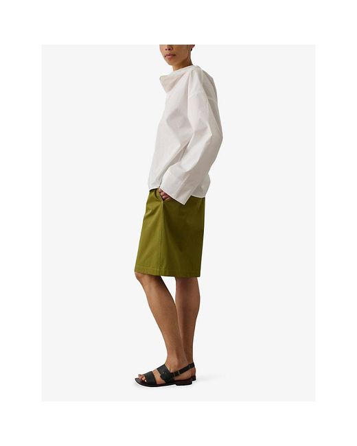 Soeur White Fidji Cowl-Neck Cotton Blouse