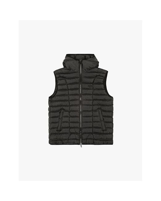 DIESEL Black W-Temple Quilted Shell Gilet for men