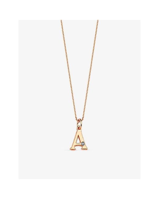 La Maison Du Couturier Metallic Selda Initial Small A 14Ct Rose- And Diamond Necklace