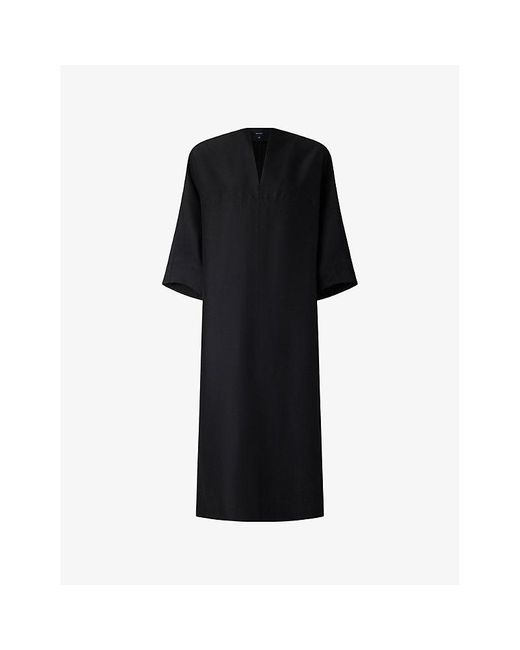 Soeur Black Greta Cocoon-Fit Wool-Blend Midi Dress
