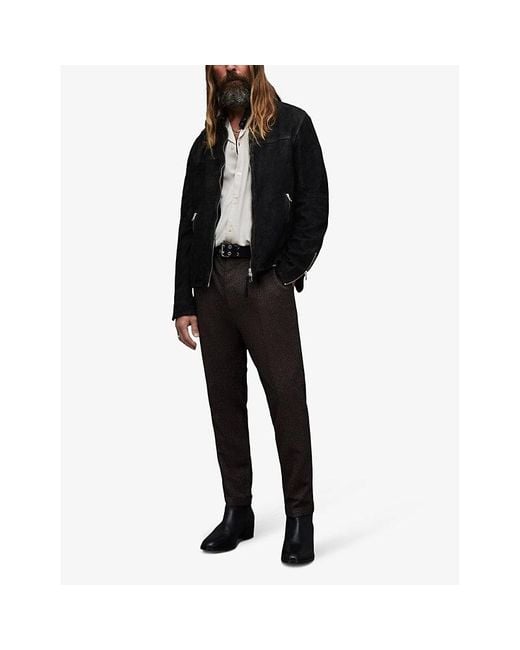 AllSaints Black Cora Slim-fit Suede Jacket for men
