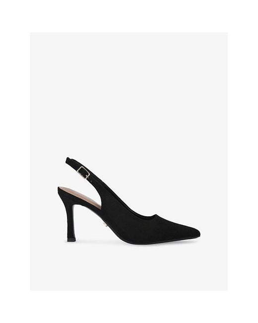 Carvela Kurt Geiger Black Corletta Wide-Fit Heeled Faux-Leather Sling-Backs