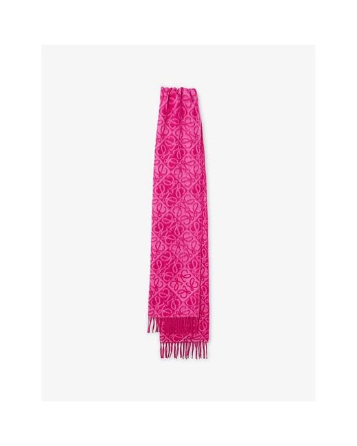Loewe Pink Anagram Wool And Cashmere Scarf