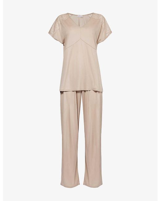 Hanro Natural Josephine Relaxed-fit Woven Pyjama Set