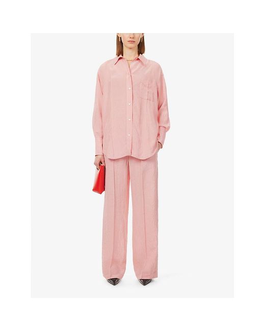 Victoria Beckham Pink Straight-leg Mid-rise Woven Trousers