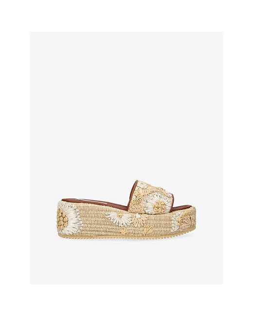 Steve Madden Natural Decor Embroidered Raffia Mules