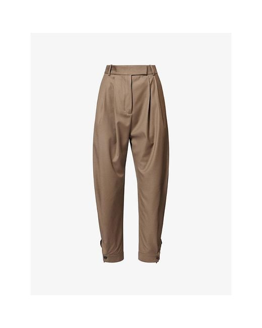 RÓHE Frames Natural Tailored Buttoned-Cuff Wool Trousers