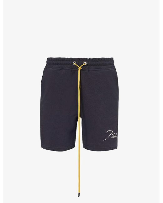 Rhude Blue Logo Brand-embroidered Cotton-piqué Shorts for men