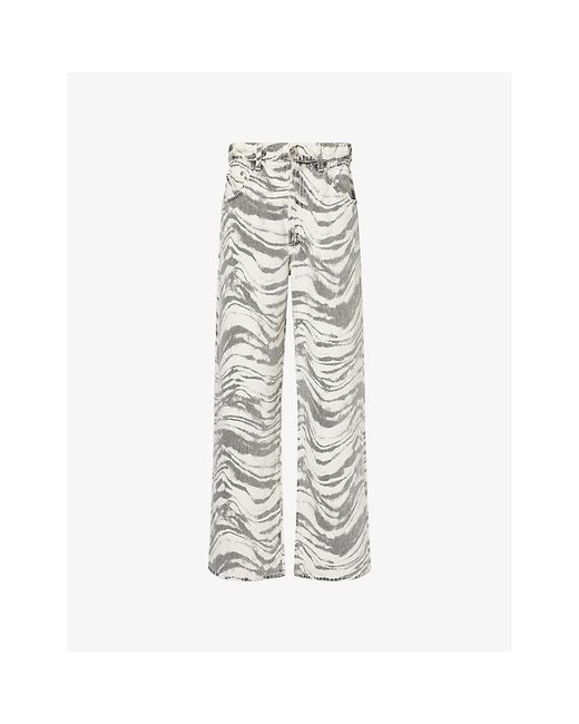 Agolde White Lyonne Printed Denim Jeans