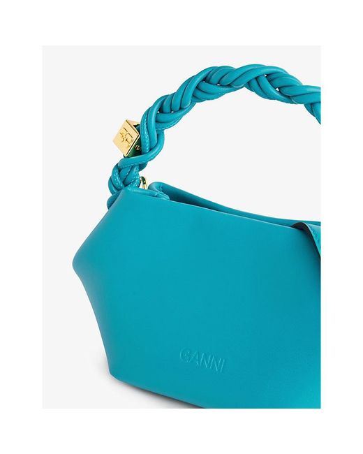 Ganni Blue Bou Mini Leather-blend Top-handle Bag