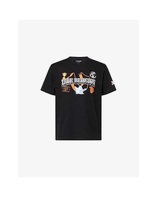 True Religion Black Champ Graphic-Print Cotton T-Shirt for men