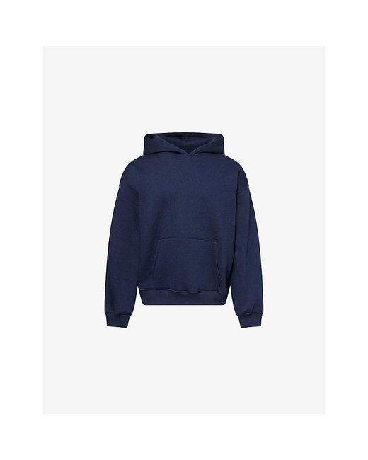 Skims Blue Fleece Lounge Relaxed-Fit Cotton-Blend Hoody for men