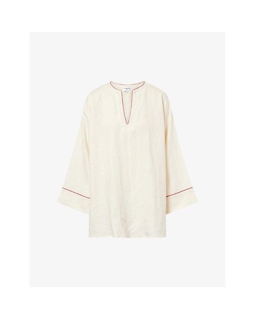 Second Summer White Juan Belted Linen Dress