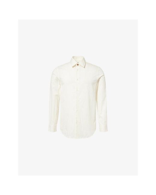 Paul Smith White Pinstripe Long-Sleeve Cotton-Blend Shirt for men
