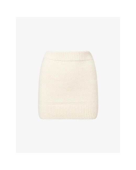 The Couture Club White Emblem Embroidered Knitted Mini Skirt