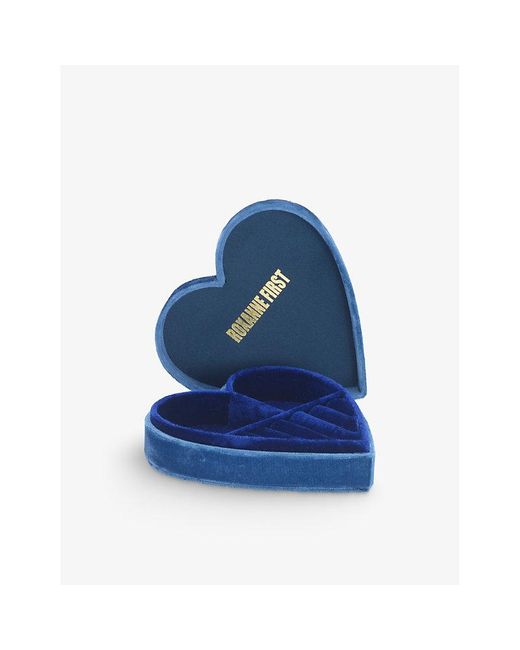 Roxanne First Blue Unisex Heart-shape Velvet Jewellery Box
