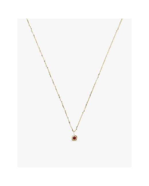 Missoma White Fine January Birthstone 14Ct And Garnet Pendant Necklace