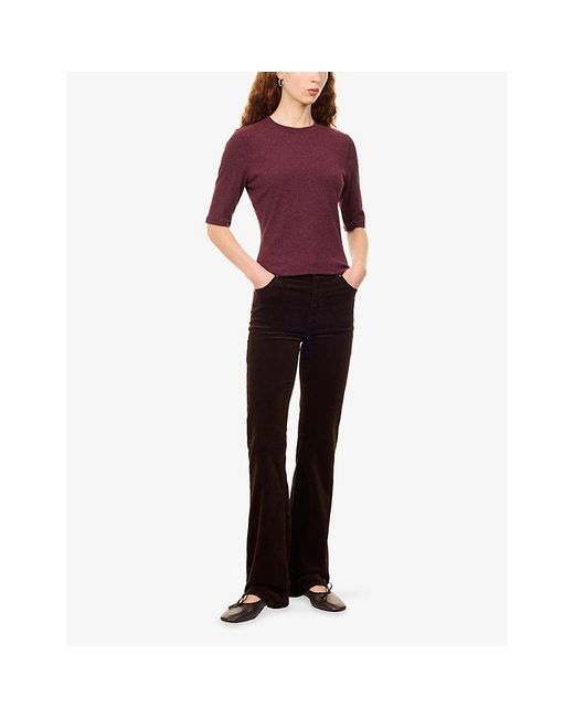 FRAME Brown The Corduroy Reboot Flared Stretch-Cotton Trousers