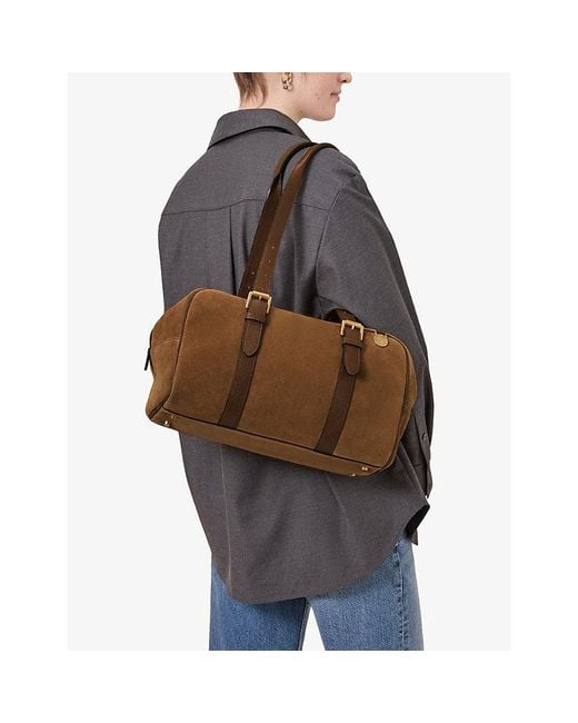 Mulberry Brown Boston Suede Shoulder Bag