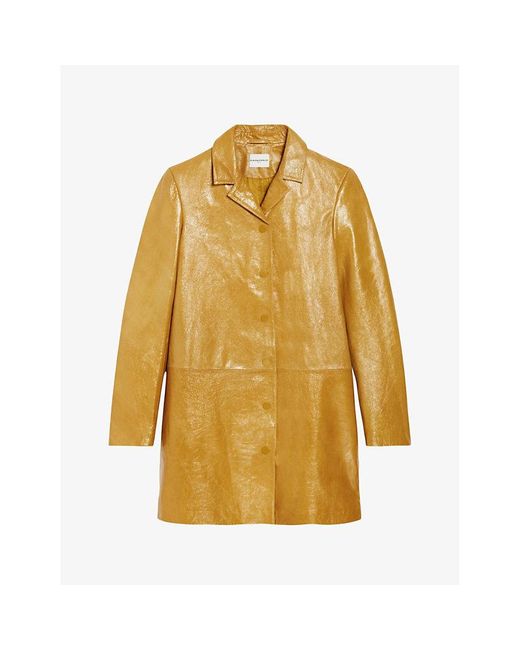 Claudie Pierlot Yellow Notch-lapel Leather Jacket