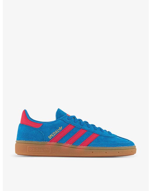 Adidas Blue Handball Spezial Brand-embellished Suede Low-top Trainers