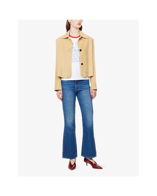 Mother Blue The Scooter Ankle Flared-Leg Denim Jeans