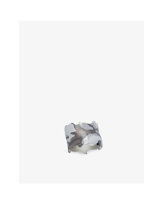 La Maison Du Couturier White Camo 925 Dappled Rhodium-Coated Sterling- Ring