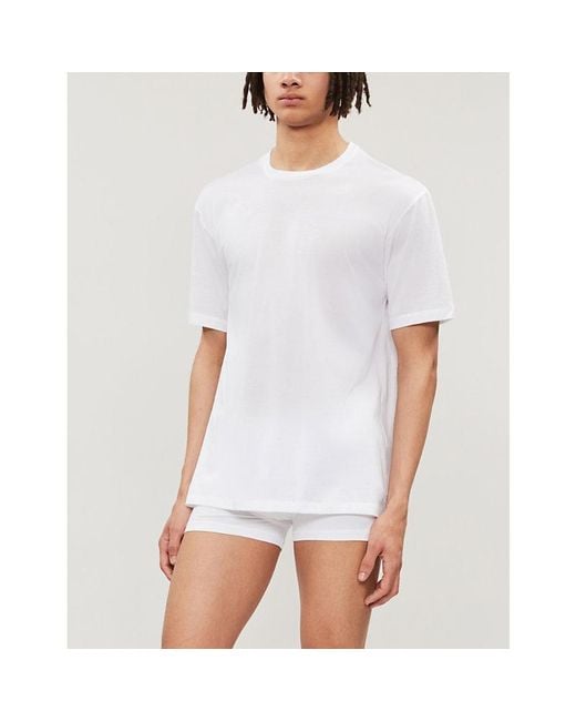 Hanro White Cotton Sporty Cotton-Jersey T-Shirt for men