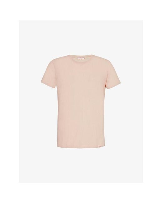 Orlebar Brown Pink Brand-tab Round-neck Cotton T-shirt for men