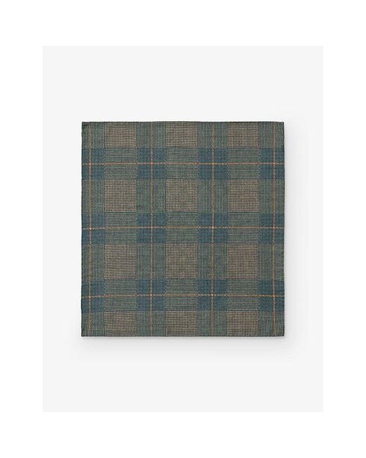 Eton of Sweden Green Paisley-Print Two-Face Wool Pocket Square for men