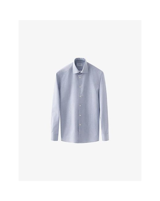 Eton of Sweden Blue Business Fine Striped Slim-Fit Signature Cotton-Twill Shirt for men