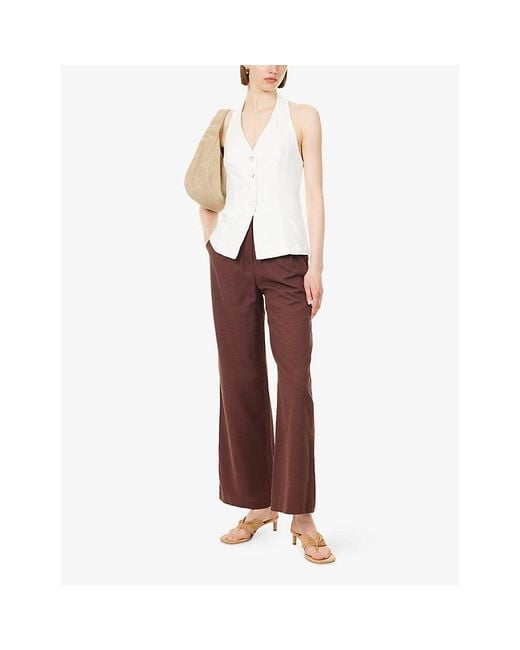 4th & Reckless Lennie Tailored Cotton And Linen Blend Trousers