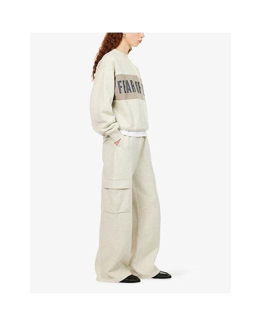 Fear Of God Natural Cargo Relaxed-Fit Cotton-Fleece Jogging Bottoms