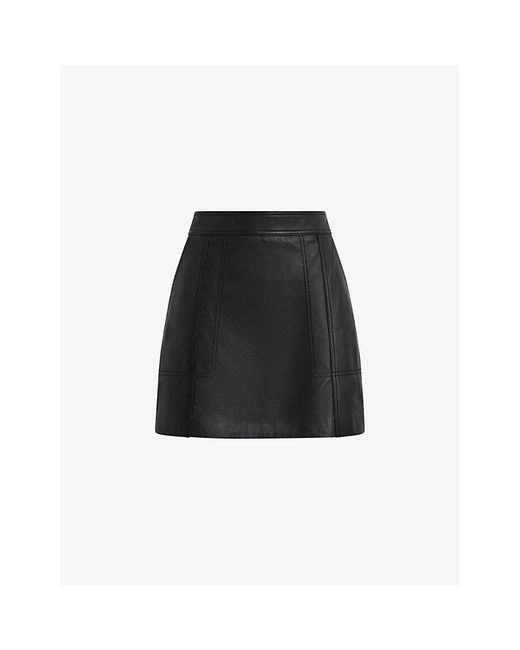 Reiss Edie Seam-panelled Leather Mini Skirt in Black | Lyst