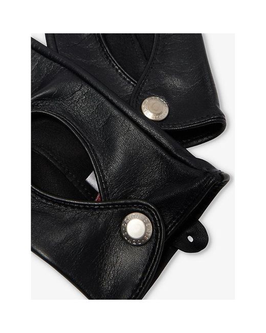 Dents Black Thruxton Cut-Out-Pattern Leather Gloves