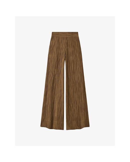 Joseph Natural Selene Crinkled Wide-Leg Lyocell-Blend Trousers
