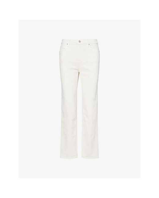 PAIGE White Stevie Ankle-Leg Stretch-Denim Jeans