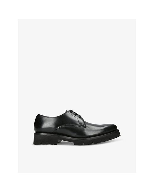 GRENSON Black Gardener Lace-Up Leather Derby Shoes for men