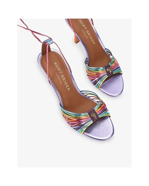 Kurt Geiger White Tie Multi-Strap Heeled Leather Sandals